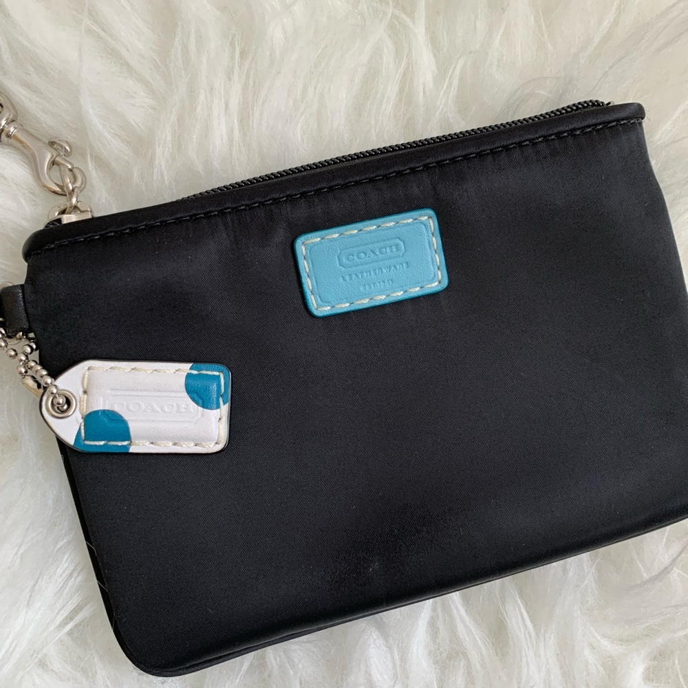 Coach Black Satin 4”x6” Wristlet